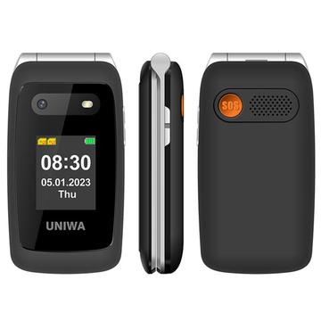 UNIWA V202T 4G Teléfono móvil plegable para personas mayores - Idiomas danés, finlandés, sueco e inglés