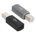 Adaptador hembra USB-C a macho USB tipo B para impresora, escáner - Paquete de 2 - Negro y gris