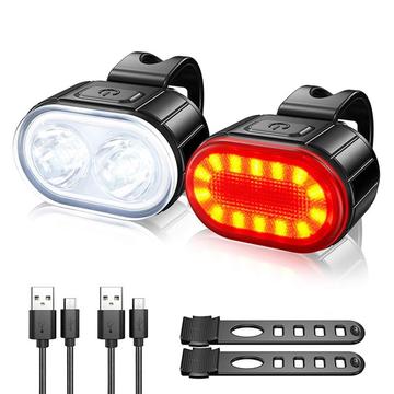 USB recargable Bike Light Set IPX4 brillante faro delantero y trasero LED Bicycle Light Accesorios para ciclismo nocturno