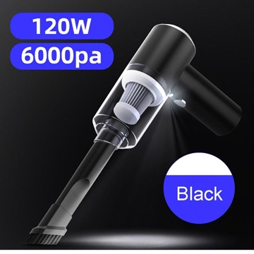 Aspirador de coche inalámbrico recargable por USB 6000Pa - Negro