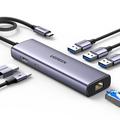 Ugreen CM512 Concentrador USB-C 7 en 1 - 3x USB-A, 1x USB-C, 1x HDMI, 1x RJ45 - Gris