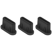 Tapones Antipolvo UltraFlex USB-C para Drones, Smartphones, Tabletas - 3 uds. - Negro