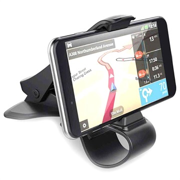 Universal Dash Mount Car Holder with Clamp - Black