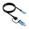 Cable convertidor de vídeo V292 4K 60Hz USB-C a USB-C/HDMI 2.0 - 2m - Negro / Azul