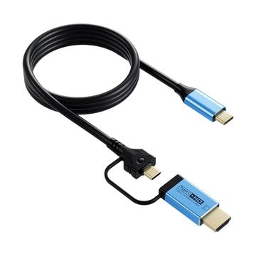 Cable convertidor de vídeo V292 4K 60Hz USB-C a USB-C/HDMI 2.0 - 2m - Negro / Azul