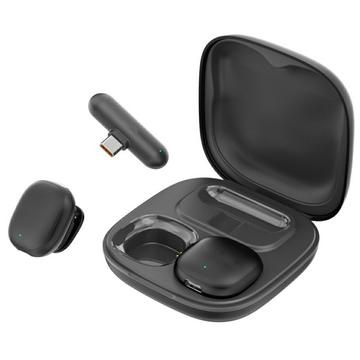 Micrófono inalámbrico de solapa con cancelación de ruido V36 Mini AI con receptor USB-C y estuche de carga - Negro