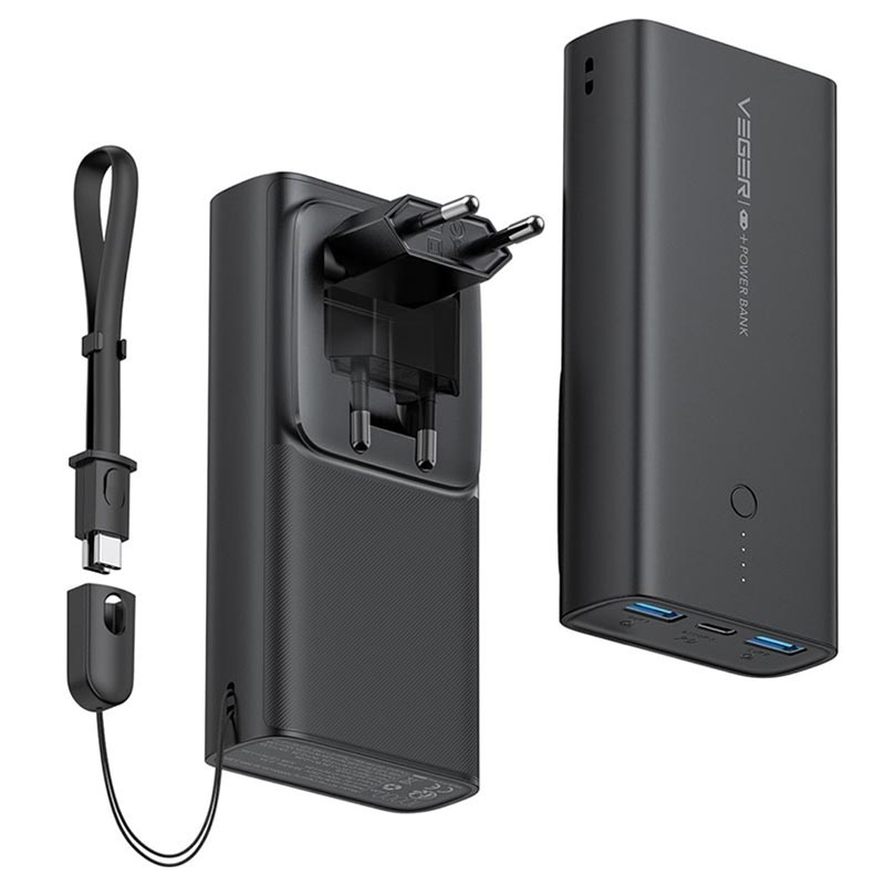 Veger ACE100 con Enchufe Plegable de UE - 10000mAh - Negro
