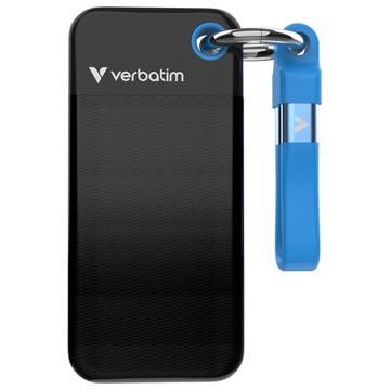 Verbatim 32191 SSD de bolsillo con llavero - 1TB, cable USB 3.2 Gen.2 - Negro / Azul