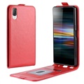 Sony Xperia L3 Vertical Flip Case with Card Holder - Red