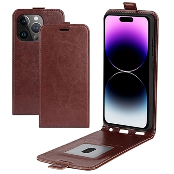Funda con Tapa Vertical para iPhone 15 Pro - Marrón