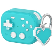 AirPods Pro 3 Estuche de plástico estilo consola de juegos vintage con colgante de corazón - Azul