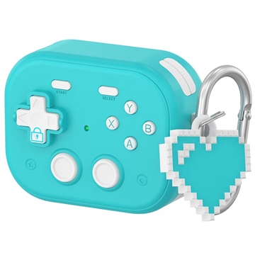 AirPods Pro 3 Estuche de plástico estilo consola de juegos vintage con colgante de corazón - Azul
