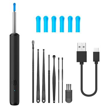 Endoscopio visual de limpieza del oído con luz LED - Negro