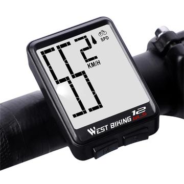 WEST BIKING Ciclocomputador MTB Carretera Pantalla Retroiluminado Impermeable Velocímetro Ciclismo Multifunción Inalámbrico - Negro