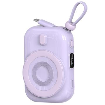 WIWU Wi-P041 Pequeño caracol magnético banco de energía inalámbrica con cable USB-C - 15W/9600mAh - púrpura