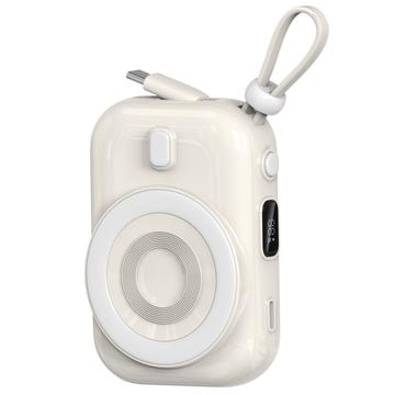 WIWU Wi-P041 Pequeño caracol magnético Banco de energía inalámbrica con cable USB-C - 15W/9600mAh - Blanco