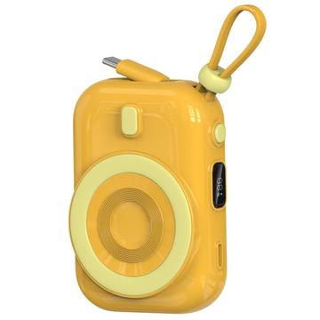 WIWU Wi-P041 Pequeño caracol magnético banco de energía inalámbrica con cable USB-C - 15W/9600mAh - Amarillo