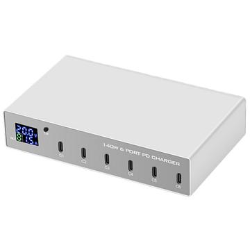 Estación de carga de sobremesa USB-C WLX-X6P para portátiles, smartphones y tabletas - 140W
