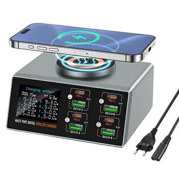 Estación de carga de sobremesa 9 en 1 WLX-X9S - 140W, USB-C, USB-A y carga inalámbrica