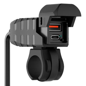 Cargador rápido para moto WUPP CS-2100A1 USB-A y Tipo-C de doble puerto con voltímetro LED