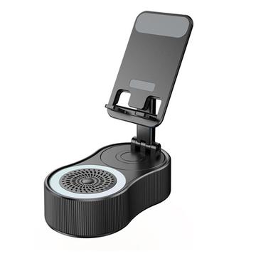 WYS-2303BT Soporte para teléfono 3 en 1 con altavoz Bluetooth y batería - Negro