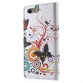 Funda para iPhone 5 / 5S / SE - Estilo Cartera - Mariposas / Círculos