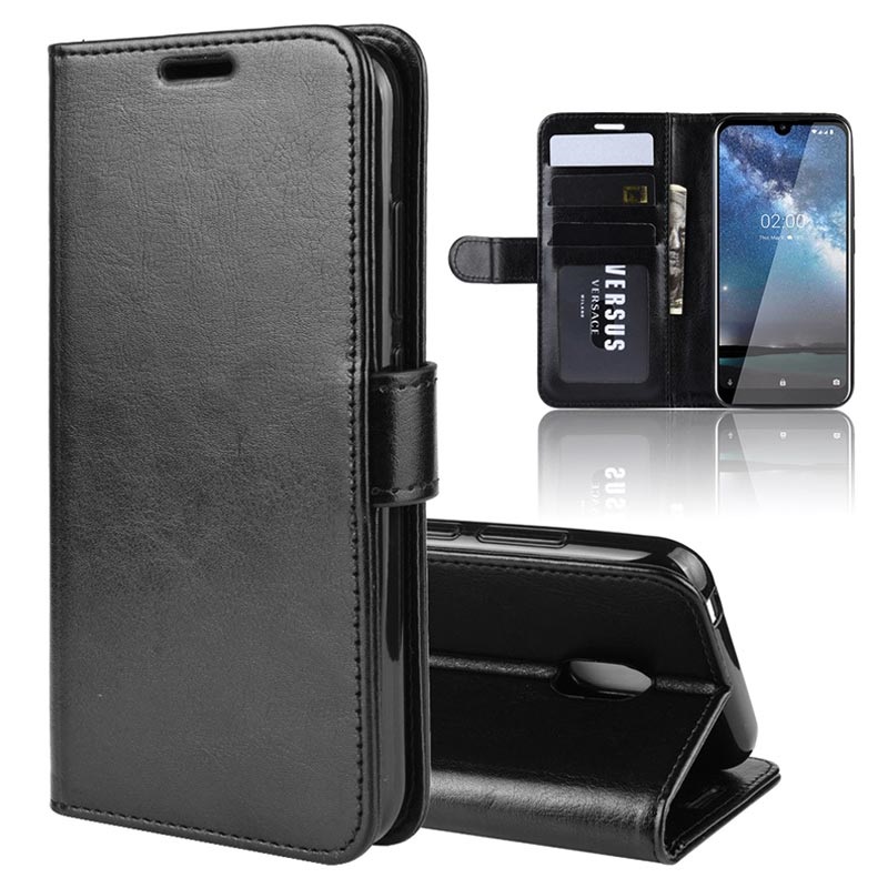 Protector de pantalla Para Nokia 3 Nuevo Elegante De Cuero Negro Billetera Teléfono Estuche Cubierta 