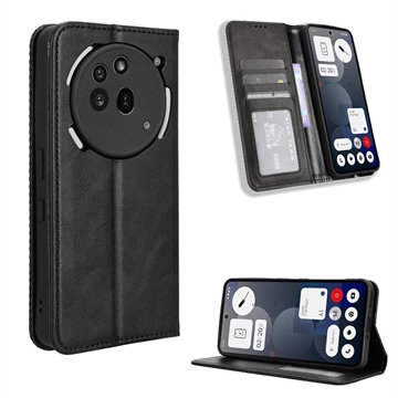 Funda de cartera con cierre magnético para Nothing Phone (3a) Pro - Negro