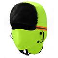 Gorro de invierno cálido con tiras reflectantes y mascarilla - Verde