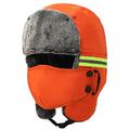 Gorro de invierno cálido con bandas reflectantes y máscara facial - Naranja