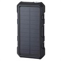 Power Bank Solar/Cargador Inalámbrico Resistente al Agua - 20000mAh - Negro