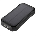 Power Bank Solar/Cargador Inalámbrico Resistente al Agua - 20000mAh - Negro