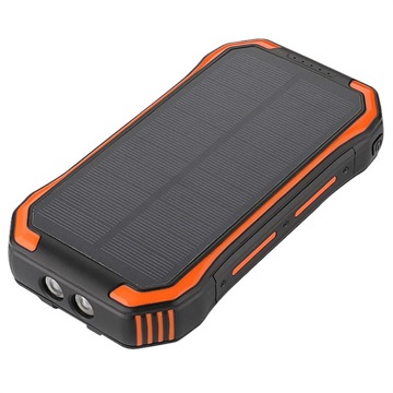 Power Bank Solar/Cargador Inalámbrico Resistente al Agua - 20000mAh - Negro