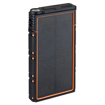 Power Bank Solar Impermeable con Doble Puerto - 10000mAh - Naranja / Negro