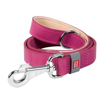 Waudog Clásica correa de perro de cuero - 20mm, 122cm - Rosa