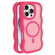 Funda híbrida magnético con borde ondulado para iPhone 16 Pro Max - Rosa Fuerte