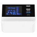 Fast Charging 8-Port USB Desktop Charger with LED Monitor - White