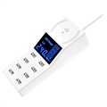 Fast Charging 8-Port USB Desktop Charger with LED Monitor - White