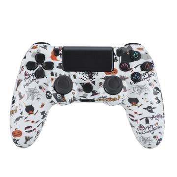 Mando de juegos inalámbrico Gamepad para PS4 Joystick con altavoz y conector para auriculares estéreo - Halloween blanco