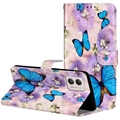 Funda Wonder para Motorola Moto G73 - Estilo Cartera - Mariposa Azul