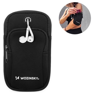 Brazalete Deportivo Universal con Doble Bolsillo Wozinsky para Teléfonos - Negro