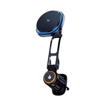 Wozinsky WCT5-6S2Y Soporte para coche con cargador inalámbrico Qi/MagSafe de 15W - Negro