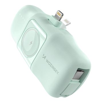 Wozinsky WF16-YLS 5000mAh Lightning Power Bank con cable USB-C integrado y cargador Apple Watch - 15W