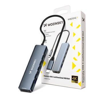 Wozinsky WHBC10Y4S Hub USB-C multifunción 6 en 1 - Gris