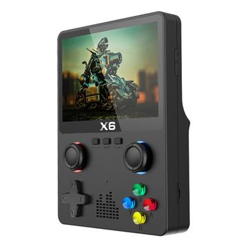 X6 HD Consola de videojuegos portátil con pantalla de 3,5 pulgadas Máquina de videojuegos integrada con diseño de joystick doble - Negro