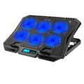X6A 7-Gear Height Laptop Cooling Pad 6-Fan Radiator Notebook Cooler Stand with Display Screen - Luz Azul