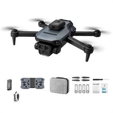 XKJ K6 MAX 3-Camera Evasión de Obstáculos Drone HD Fotografía Aérea Plegable Quadcopter RC Avión con una sola batería - Gris