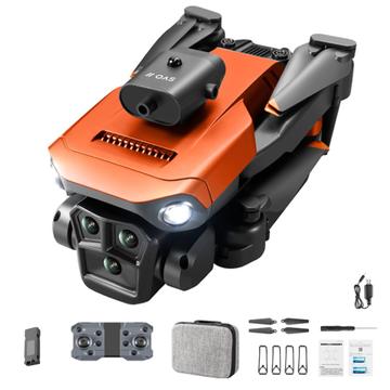 XKJ K6 MAX 3-Camera Evasión de Obstáculos Drone HD Fotografía Aérea Plegable Quadcopter RC Avión con una sola batería - Naranja