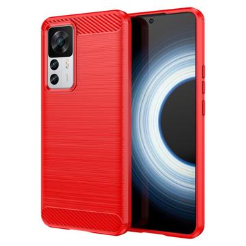 Carcasa de TPU Brushed para Xiaomi 12T/12T Pro - Fibra de Carbono - Rojo