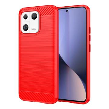 Carcasa de TPU Brushed para Xiaomi 13 - Fibra de Carbono - Rojo